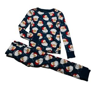 Old Navy Blue Christmas Santa Print Kids Pajama Set